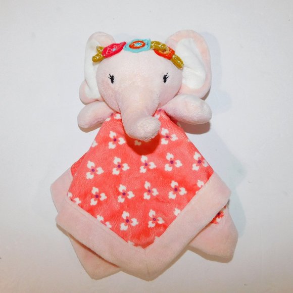 2018 Levtex Baby Pink Floral elephant security Blanket plush Lovey Nunu Soother - Picture 1 of 7